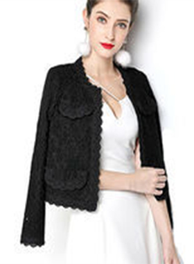 大码披肩黑白小香风外套女短款胖mm针织上衣蕾丝外搭开衫春秋长袖