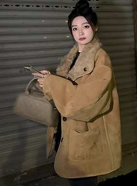 双面穿皮毛一体羊羔毛外套女冬季2025新款加厚机车服宽松小香风