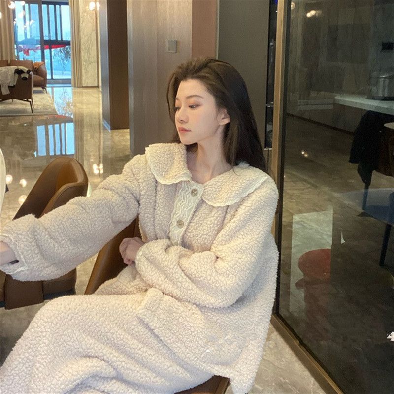 可爱甜美少女感珊瑚绒睡衣高级感学生宿舍可外穿秋冬季家居服套装