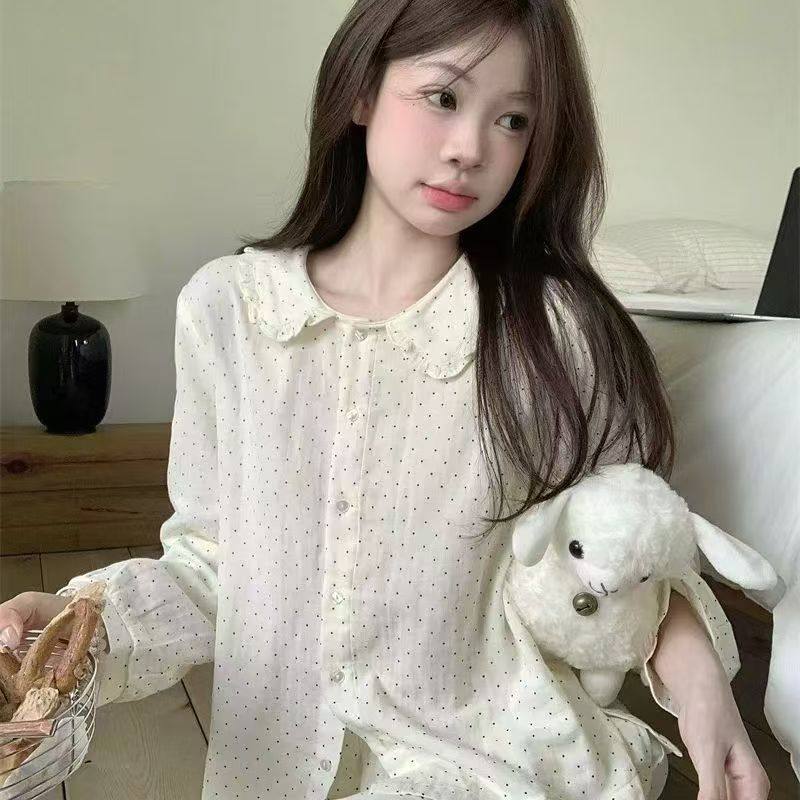 韩系可爱甜美少女秋冬季云朵棉睡衣长袖长裤学生宿舍可外穿家居服