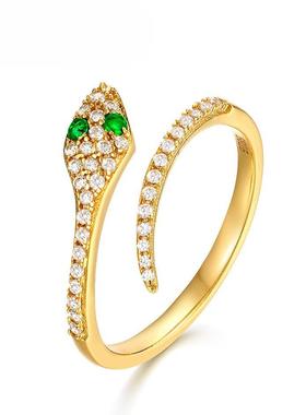 夏尼灵蛇系列日系轻奢S925银开口蛇形戒指