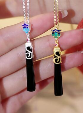 新中式项链夏尼黑玛瑙节日925银