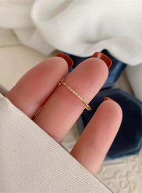 钛钢戒指8颗锆石极细小戒指