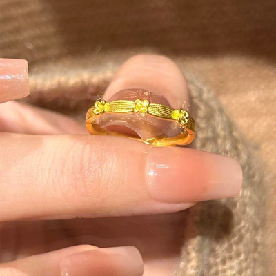 钛钢高保色精致甜美戒指