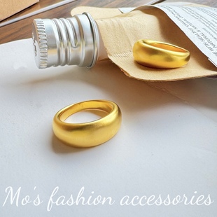 简约大气古法哑光磨砂泥鳅背素圈戒指B127