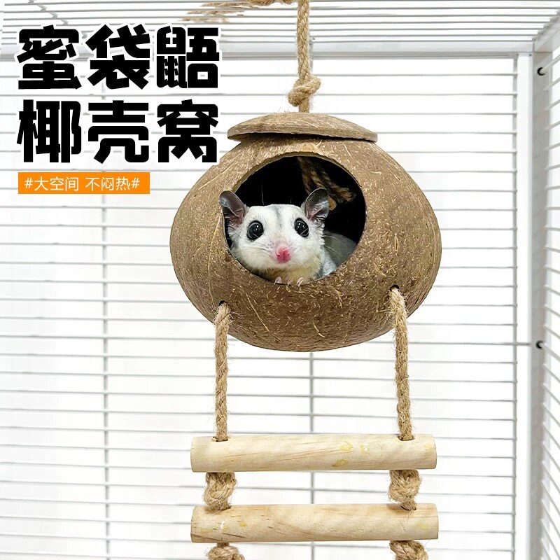 蜜袋鼯窝专用椰壳窝椰子壳仓鼠金丝熊躲避屋透气舒适夏季用品玩具图片