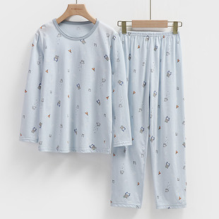 家居服长袖 儿童睡衣男女童小孩纯棉宽松卡通春秋厚款 薄款 夏季 套装