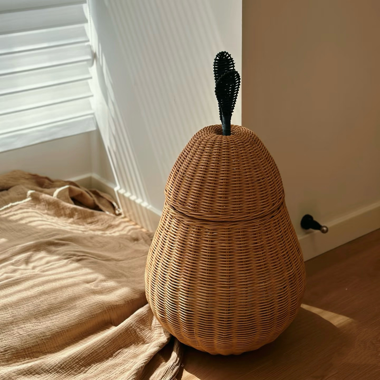 儿童房收纳筐家居装饰手工编织雪梨造型杂物筐酒店民宿装饰收纳