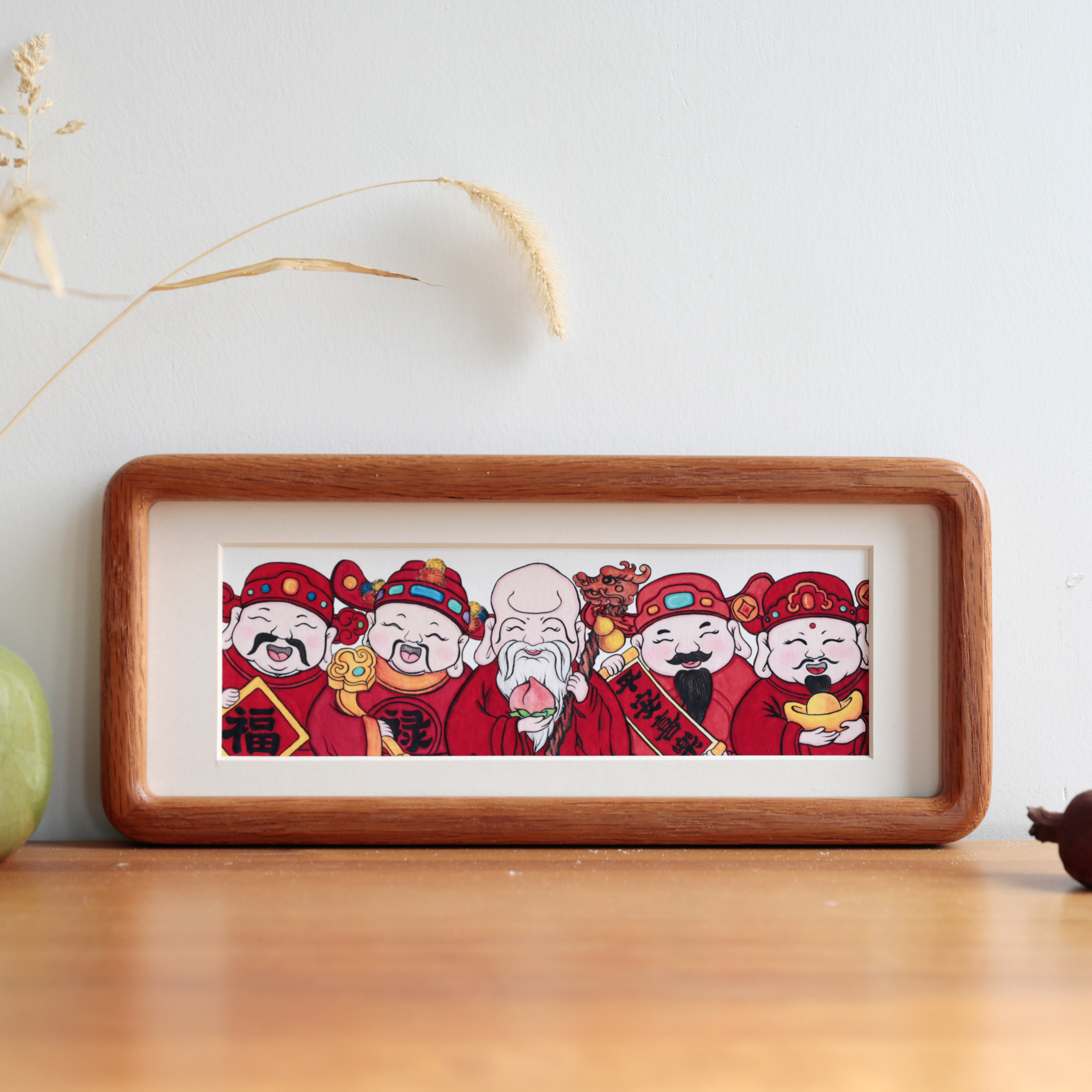 福禄寿喜财榫卯实木相框新中式国风字画书法国画摆台玄关装饰摆件,家居饰品,国画,淘宝优惠券,粉丝福利购,淘宝优惠卷