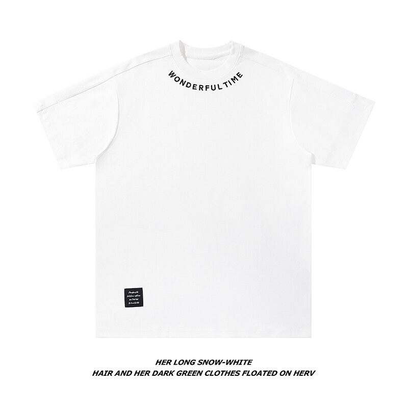 白底T6116-P5281%棉19%锦纶痞帅领口字母刺绣圆领短袖T恤半袖t，男装T恤，电商C309A