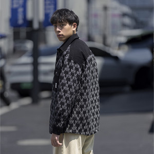 3120-P95 25春装新款男士字母刺绣翻领撞色宽松百搭夹克外套男图片
