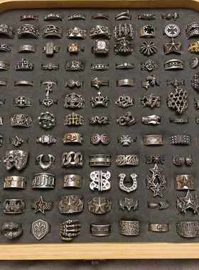 泰银马蹄十字架宝剑宽版戒指男