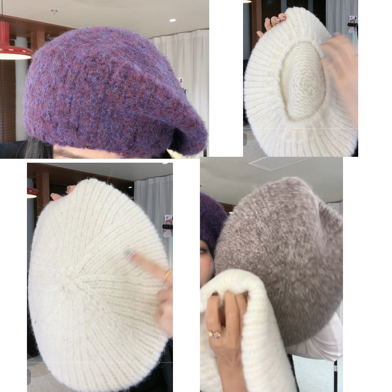 EAR RAE 松软小贝 复古柔软羊驼羊毛粗棒针针织弹力百搭贝雷帽