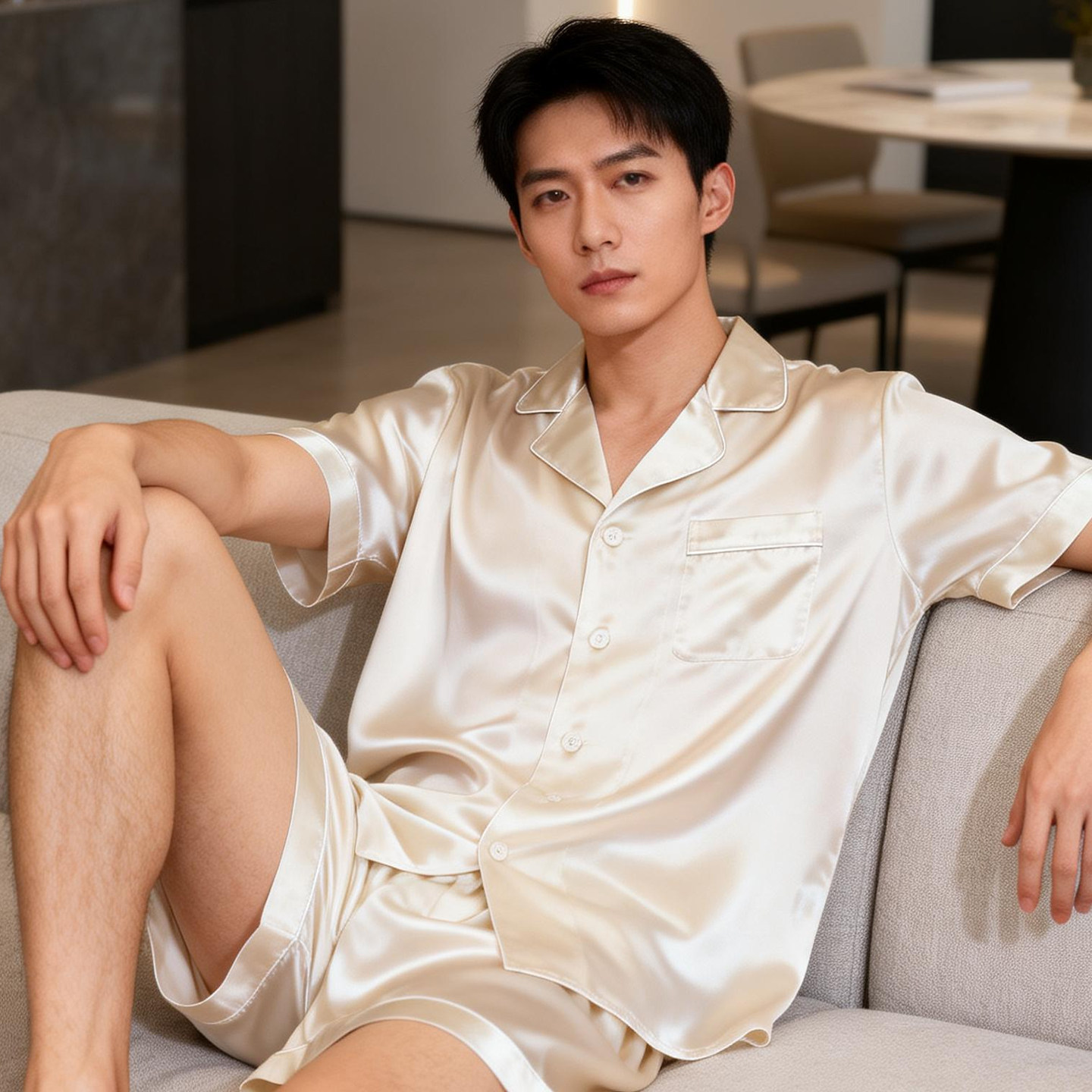 真丝睡衣套装短袖短裤男士高级22姆米100%桑蚕丝家居送礼亲肤丝绸,女士内衣/男士内衣/家居服,睡衣/家居服套装,淘宝优惠券,粉丝福利购,淘宝优惠卷