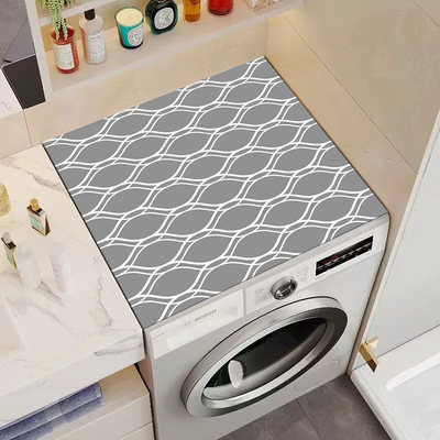 简约线条硅藻泥滚筒洗衣机防晒罩吸水速干防尘垫冰箱防尘盖布贴标