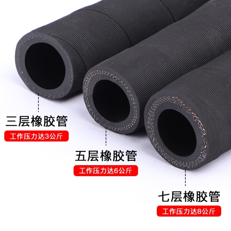 高压力打桩机耐酸碱皮管4寸耐油管夹布橡胶管耐热线黑胶管管子1寸