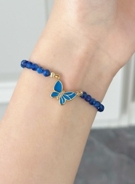 浅姑家男女都能戴蓝晶蝴蝶手链