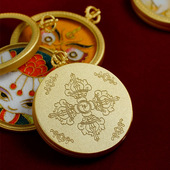 藏式 黄铜掐丝唐卡手绘吊坠支持定制金刚杵绿度母法眼浮雕唐卡擦擦