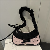 单肩斜挎包高颜值撞色拼接牛仔手提包 格子布时尚 包包女式 2025新款