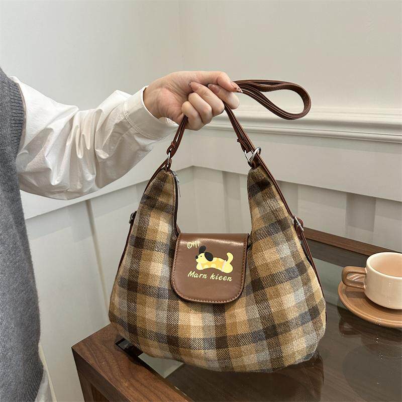 格纹托特大包高级质感小众波点