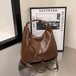 复古通勤大容量托特包女2025新款休闲单肩斜挎多功能时尚双肩背包