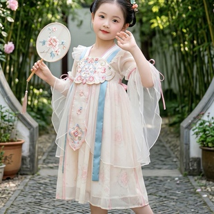 女中小童连衣裙2026新款夏季洋气时髦背心裙时尚国风汉服清新套装