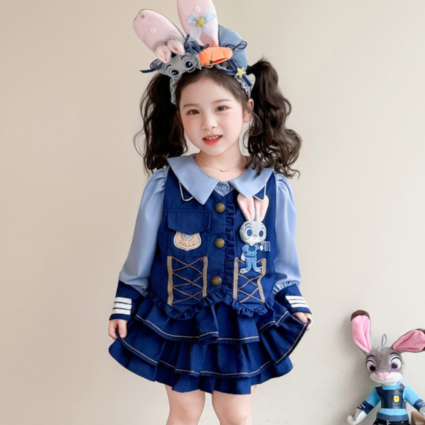 女中小童连衣裙2026新款洋时髦夏季韩系卡通兔子警官公主裙三件套,童装/婴儿装/亲子装,连衣裙,淘宝优惠券,粉丝福利购,淘宝优惠卷