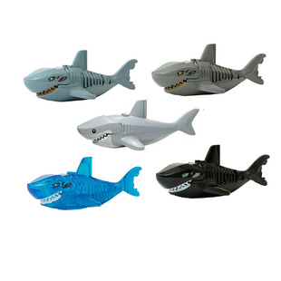 鲨鱼小颗粒积木 大白鲨 巨齿鲨僵尸鲨鱼动物模型拼装益智儿童玩具