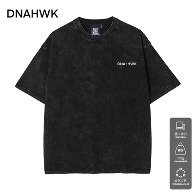 DNAHWK短袖重工水洗纯色健身T恤