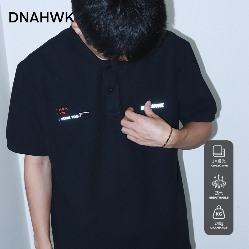 DNAHWK-LIFE系列 polo衫美式宣言夏季短袖T恤男士半袖潮牌短袖