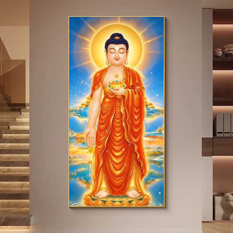 钻石画满钻方钻手工贴钻绣客厅玄关走廊竖版佛像南无阿弥陀佛新款