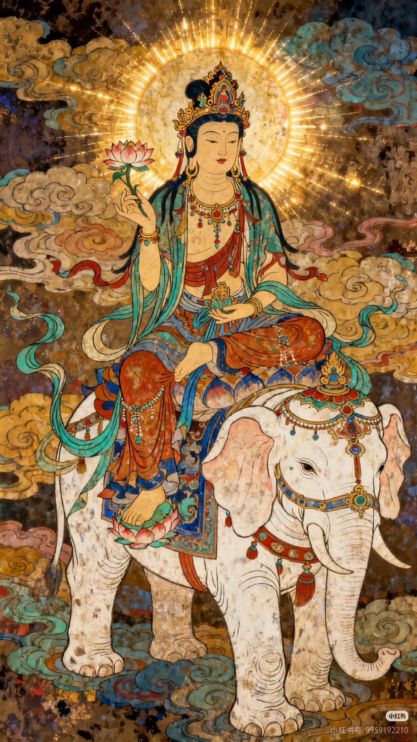 钻石画满钻方钻手工贴钻绣客厅玄关神龛家用供奉佛像普贤菩萨新款