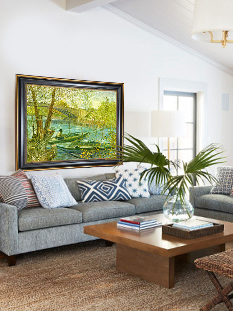 泰集泉梵高世界名画原作复刻手绘油画桥边的渔夫客厅卧室装饰画