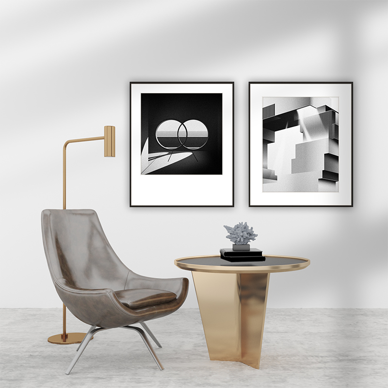 印物所出品Haiz城市建筑系列丝网版画黑白风客厅沙发书房装饰画图片