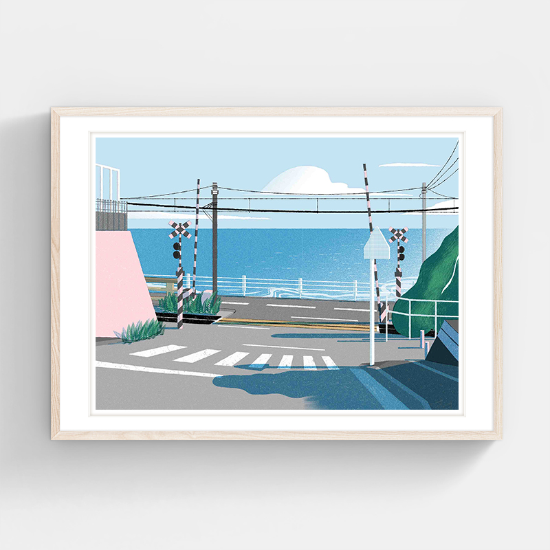 镰仓海岸灌篮高手丝网版画风景