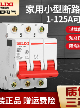 德力西D型 小型三相63A断路器32A空气开关DZ47 3P 380v空开保护器