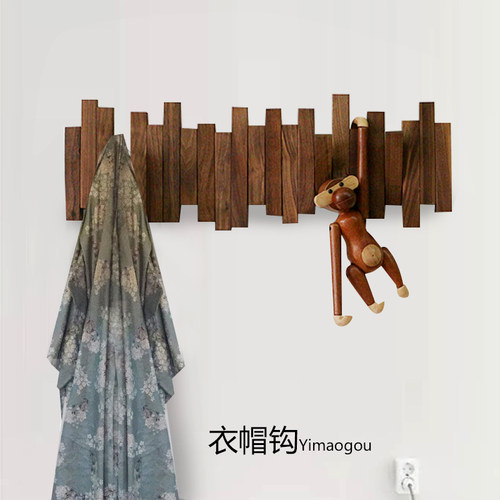 原创白橡木隐形墙壁架子衣帽钩