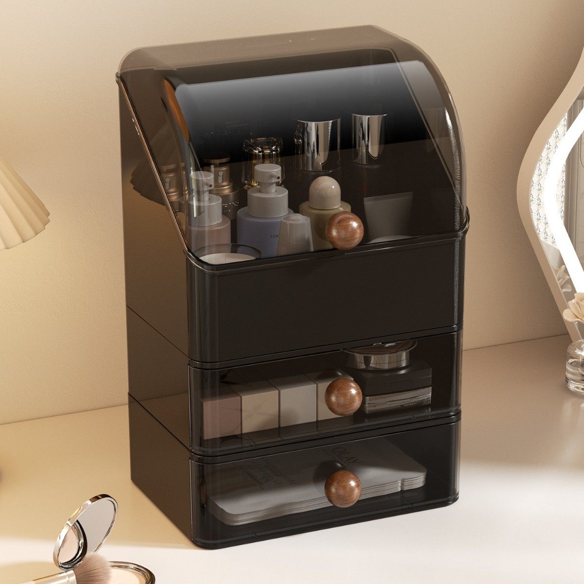 化妆品收纳盒家用桌面护肤品收纳化妆盒防尘梳妆台洗漱台置物架,收纳整理,化妆箱/盒,淘宝优惠券,粉丝福利购,淘宝优惠卷