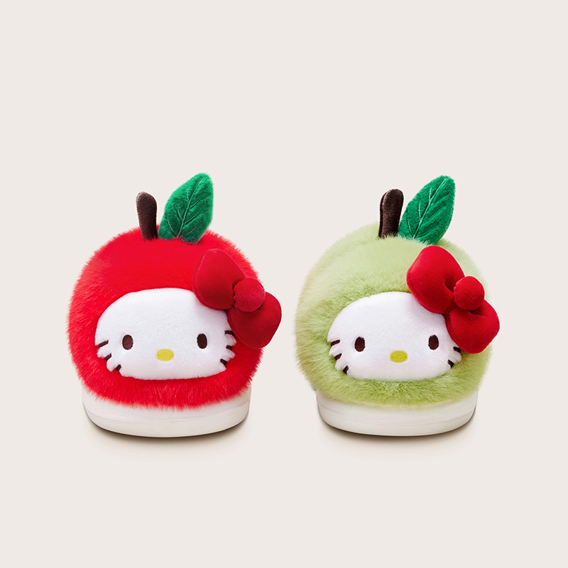 chikoku苹果凯蒂猫棉拖鞋女HelloKitty联名可爱卡通居家保暖毛拖