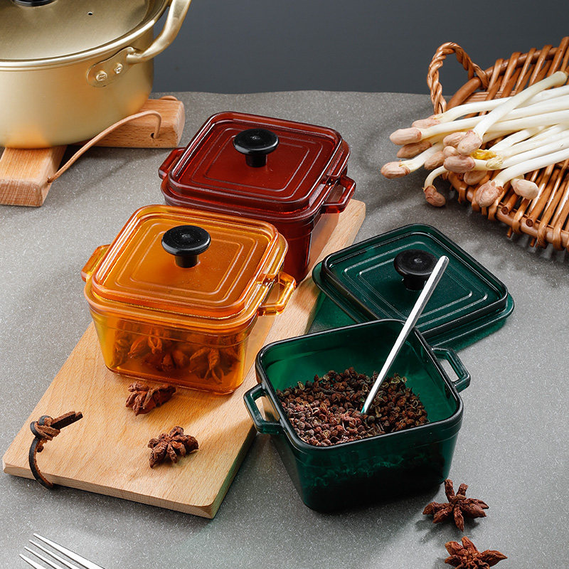 索厨 珐琅锅造型调料盒 塑料调味盒盐罐家用佐料分格大容量收纳子|ruв категории кухня/посуда, кухонный Гаджет/кухня хранения, тарного хранения/кухня хранения посуды, приправы бутылки - от Buy2taobao.com для оказания профессиональной услуги покупки агента Taobao