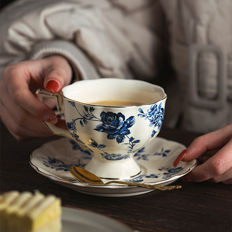 索厨 法式下午茶咖啡杯欧式杯碟套装陶瓷茶杯青花瓷高档精致杯子 餐饮具 咖啡杯 原图主图