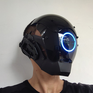 比赛面具成人全脸科技神秘感朋克风男生酷帅发光面罩派对圣诞万圣