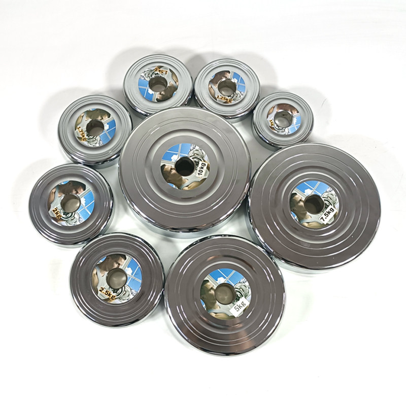 恒达纯钢电镀哑铃片小孔杠铃片1kg-10公斤健身器材配件配重环保