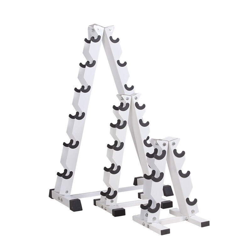 健身房立卧式铁哑铃架1-3-10付哑铃双层固定哑铃支架托收纳黑白色