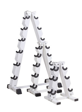 健身房立卧式铁哑铃架1-3-10付哑铃双层固定哑铃支架托收纳黑白色