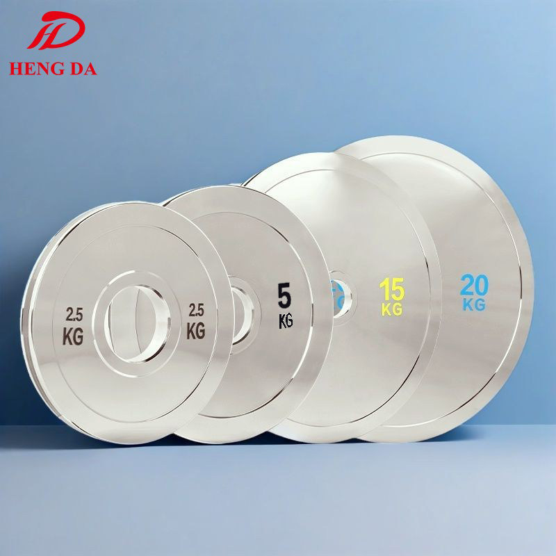 恒达哑铃片纯钢大孔竞技钢片哑铃健身力量举重电镀杠铃配重家用