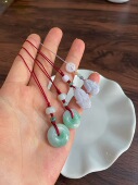 天然A货翡翠玉石糯种蓝平安扣南瓜珠锁匙挂包包手机链编绳挂件饰