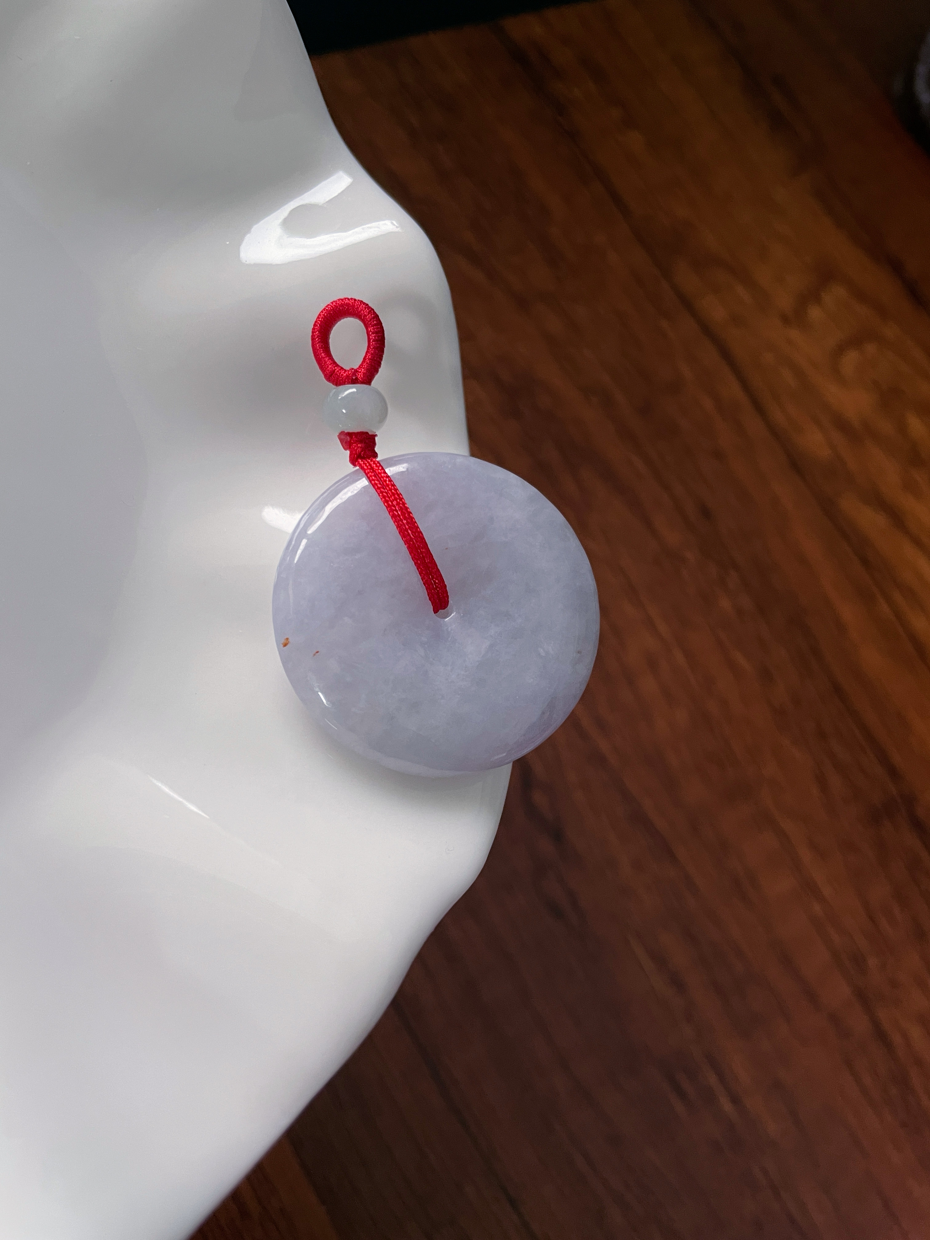 天然a货翡翠浅粉紫大平安扣毛衣链吊坠编绳车挂包挂吊坠玉坠配饰