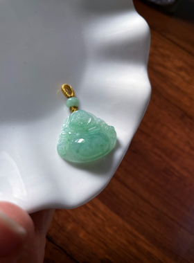 天然翡翠A货玉石冰糯绿佛公锁骨链儿童小吊坠挂件大肚笑佛弥勒佛