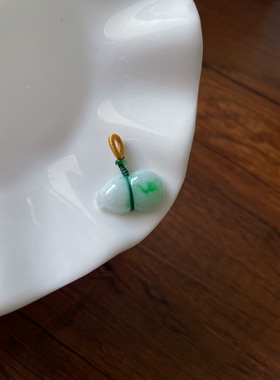 天然a货翡翠白底青飘绿福禄葫芦中式手机链包车挂件绳锁骨小吊坠